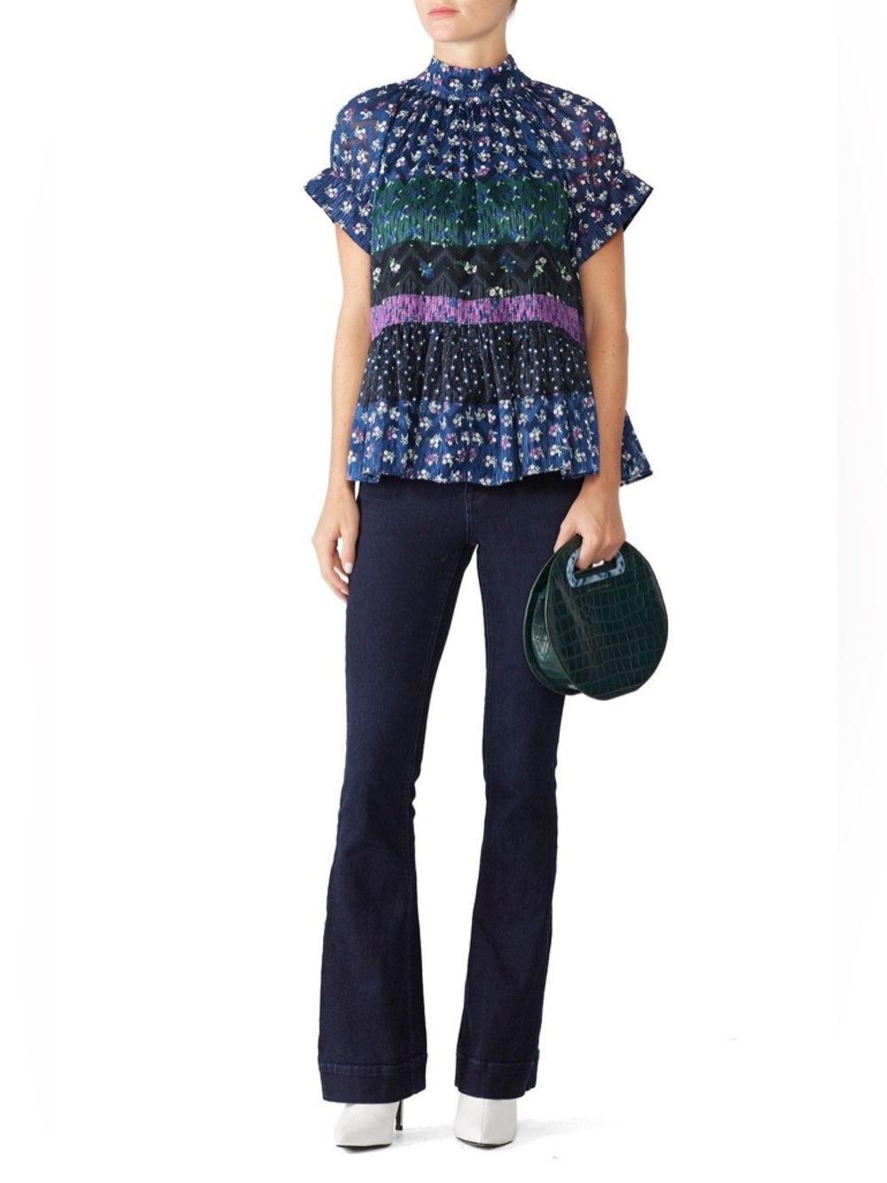 NWT $350 Opening Ceremony Floral Drop Ruffle Blouse XS